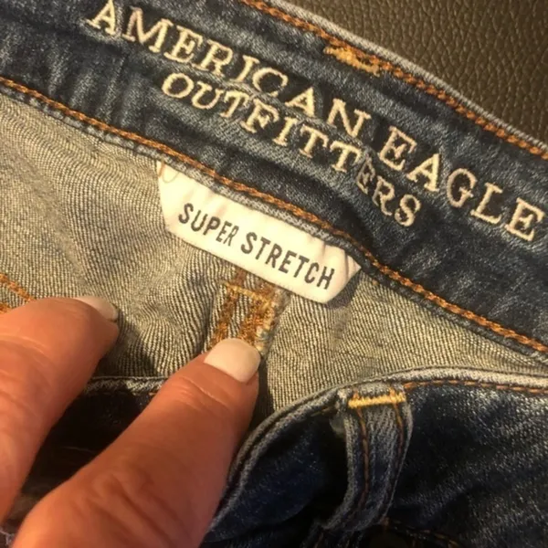 American Eagle Outfitters Blue Denim Jean Cutoff Super Stretch Shorts 8 - Image 4