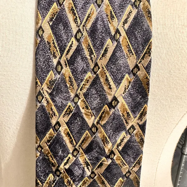 Fierte S.r.l Men's Vintage Tie Grey Multicolor Geometric Silk Handmade - Image 9