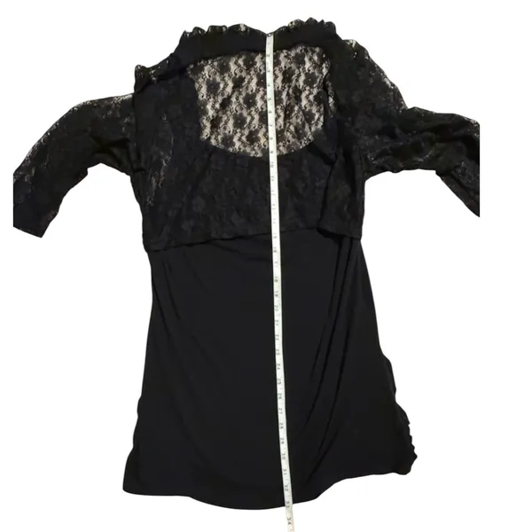 Black Lace Overlay Sheath Dress 3/4 Sleeve Formal Cocktail Evening Dress‎ - Image 4