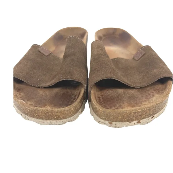 BioStep Slide Sandals Women 9.5 Brown Suede Leather Cork Footbed Bohemian Casual - Image 3
