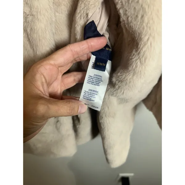Rachel Rachel Roy Women Beige Faux‎ Fur Notch Lapel Snap Front Coat Medium - Image 6