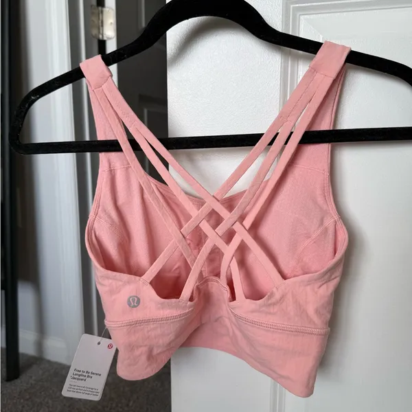 NEW WITH TAGS Lululemon Light Pink Free to Be Serene Long Line Sports Bra - Image 4