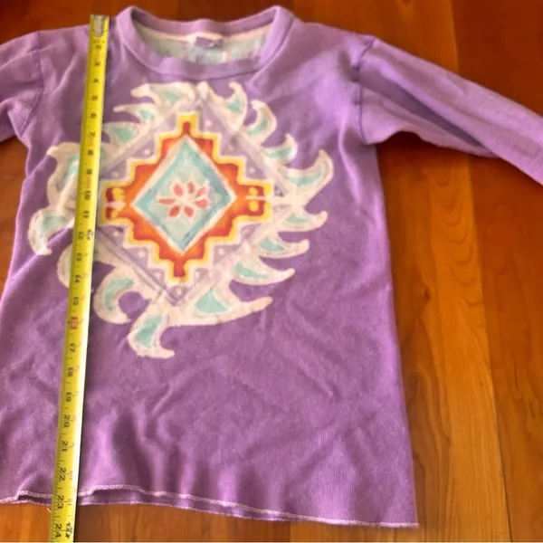 Vintage 70s 80s purple batik thermal top Size Small - Image 12