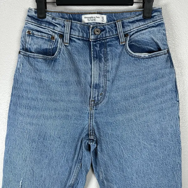 Abercrombie & Fitch 90's Straight Ultra High Rise Jeans Womens 27/4R Medium Wash - Image 2