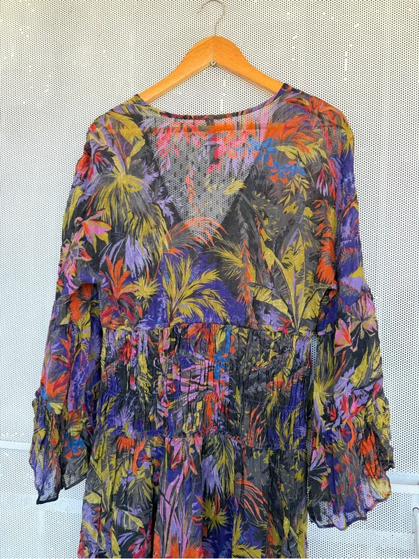 Anthropologie Purple Multi Floral summer Tie-Waist Maxi Dress - Image 9