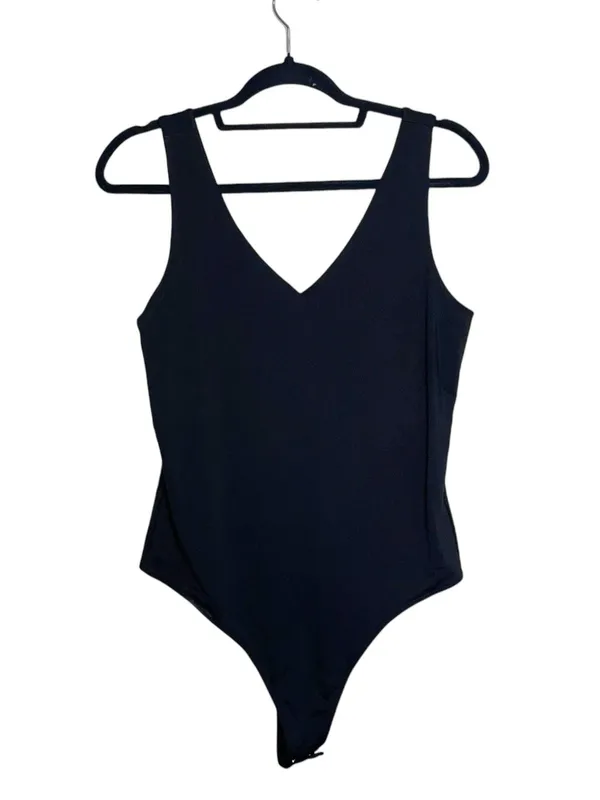 Maurices Edgely NWT Solid Black Double V Sleeveless Thong Bodysuit - Image 2