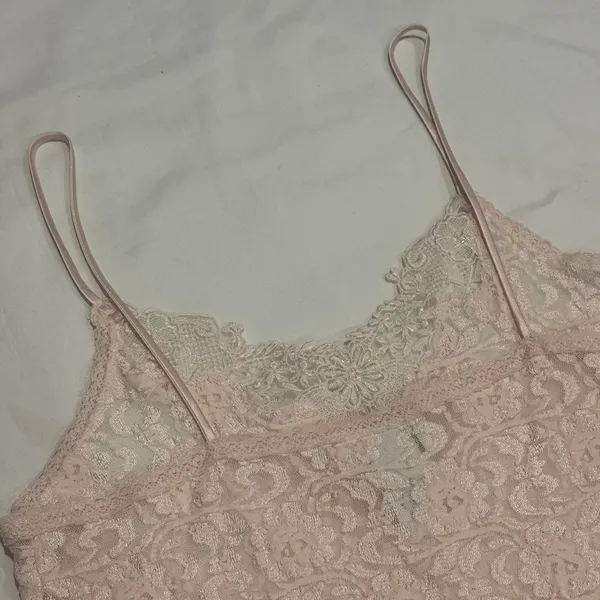 Vintage 90s Night Magic Cinema Etoile Pink Lace Cami Slip Top M - Image 8