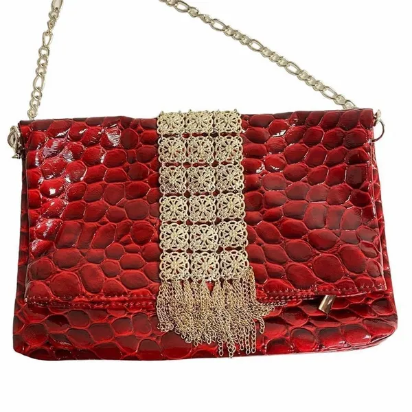 White House Black Market‎ Patented Red Shoulder Bag - Image 4
