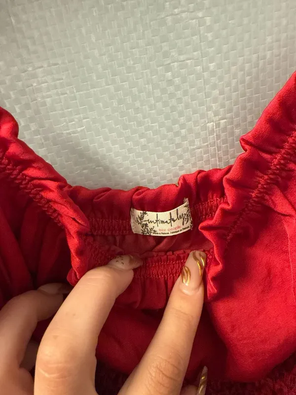 Intimately Free People Red Satin Smocked Peplum Cami Top - Image 2