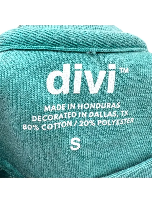 Divi Collegiate Crewneck Sweatshirt Comfort Colors Seafoam Green Size Small - Image 5