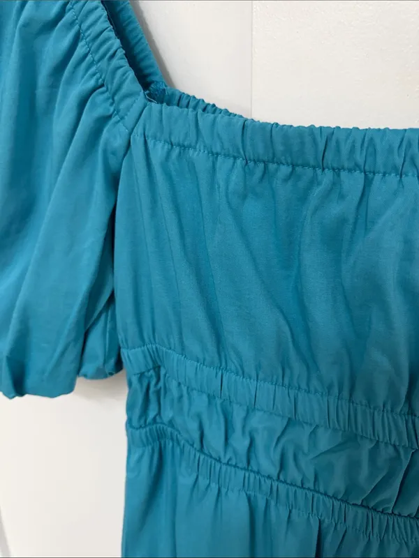 Women's Teal Puff-Sleeve Midi Dress - Brand: - Image 4
