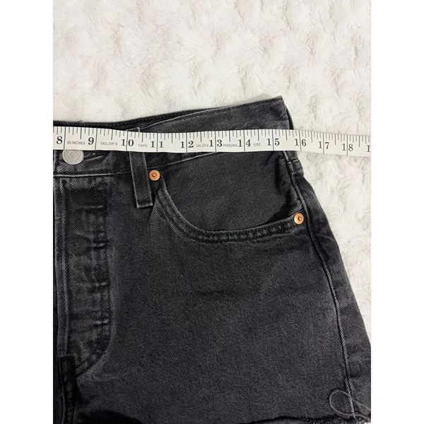 Levi's 501 Black Washed-out Denim Cut-off Button Fly Summer Beach Shorts 28 - Image 6