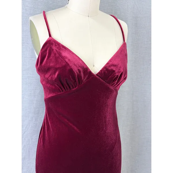 THEIA Burgundy Velvet Spaghetti Strap Mermaid Trumpet Gown‎ NWT Size 8 $495 - Image 7