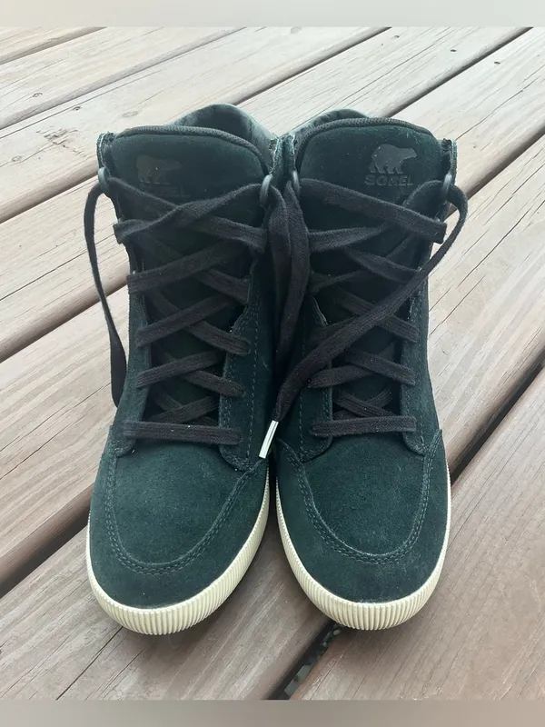 Sorel Black Suede High-Top Wedge Sneaker - Image 10