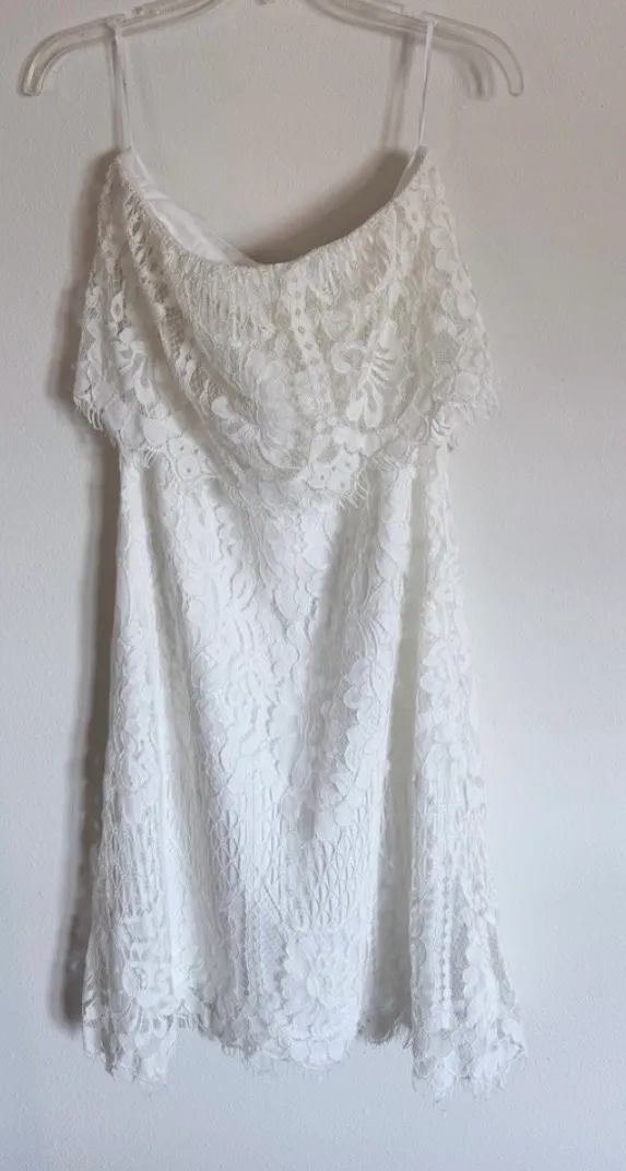 Lulus white Lace Strapless Midi Dress Women's size M - Image 6