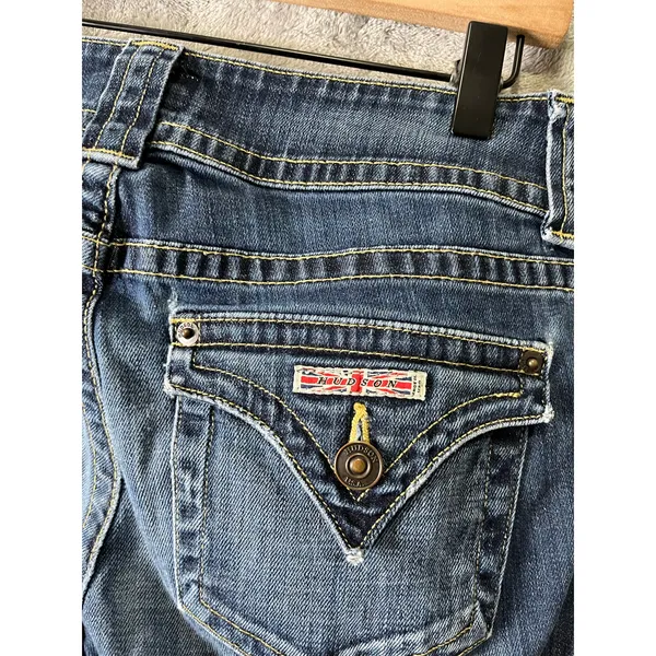 Hudson Signature Bootcut Jeans Sz 28 Low‎ Rise Medium Wash Flap Pocket Denim Y2K - Image 7