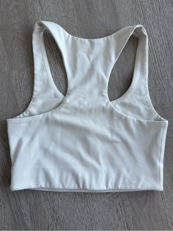 girlfriend collective White Scoop Neck Racerback Sports Bra - Image 4