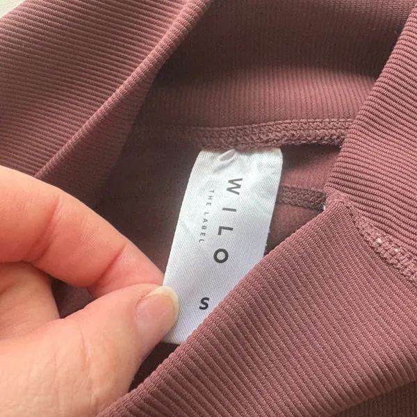 WILO The Label Ribbed High Waisted‎ Ruched Hem Leggings Women Size S Burgundy - Image 4