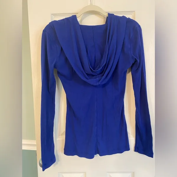 Express | Royal Blue Long Sleeved Hooded Shirt, Size M - Image 4