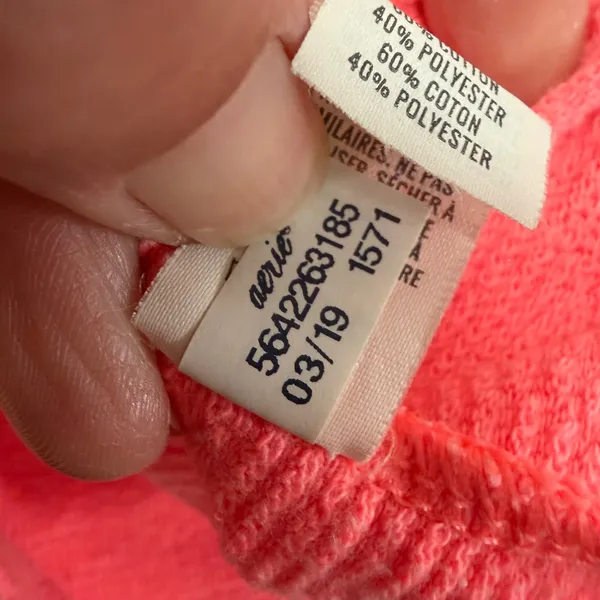 Aerie Sweatshirt Small Neon Coral Oversized Textured Terry Pullover Beach - Image 9