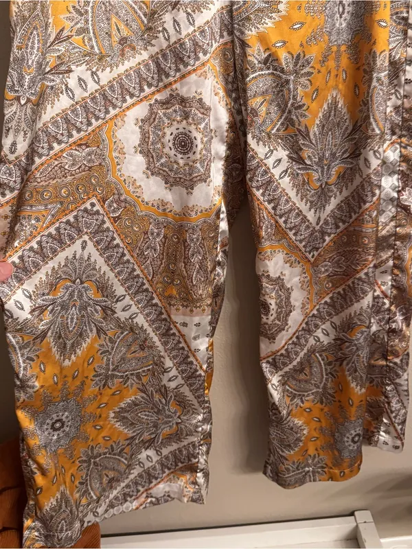 Cider Paisley Print Wide-Leg Trousers in Mustard and Brown‎ - Image 4