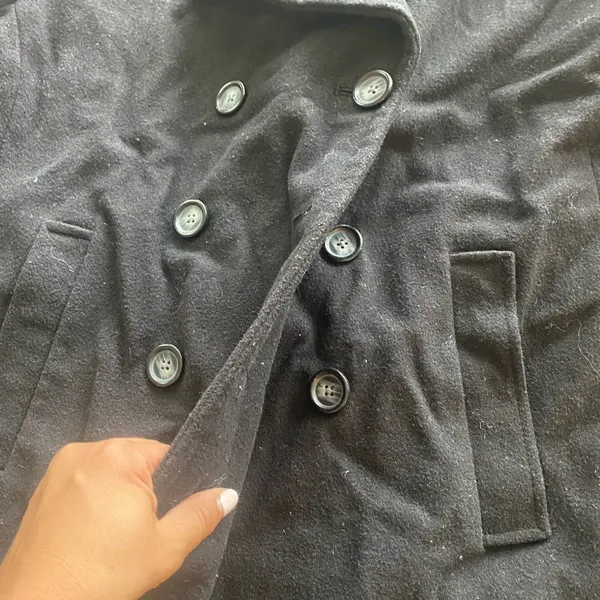 Old Navy Black Double-Breasted Peacoat with Wide Lapels - Image 5