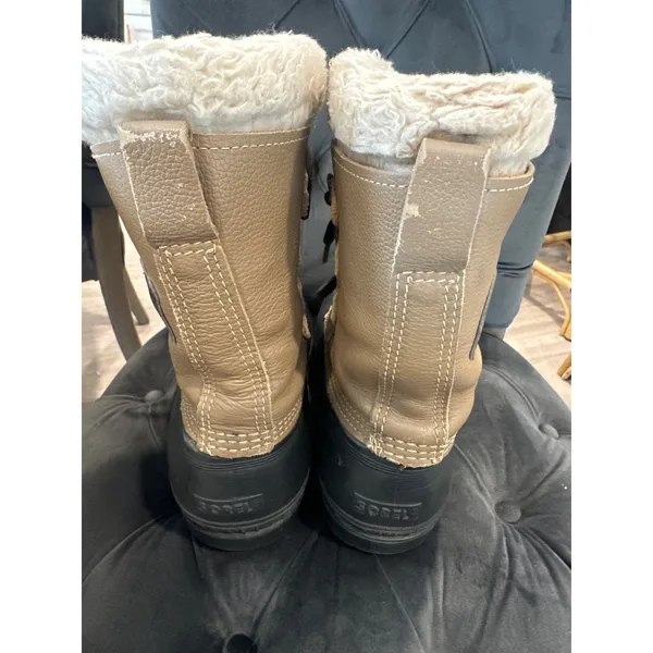 Sorel Women's Winter Snow Boots Tan Leather Waterproof Insulated Size 8 - Image 4