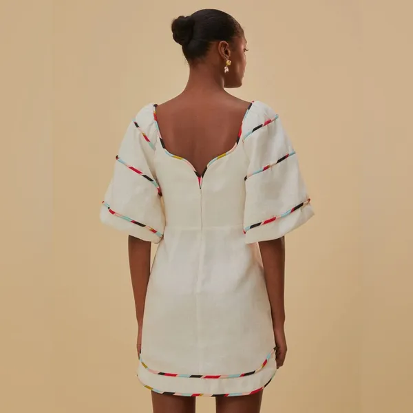 FARM RIO White Colorful Stripes Euroflax™ Mini Dress, Size Medium, $248 - Image 2