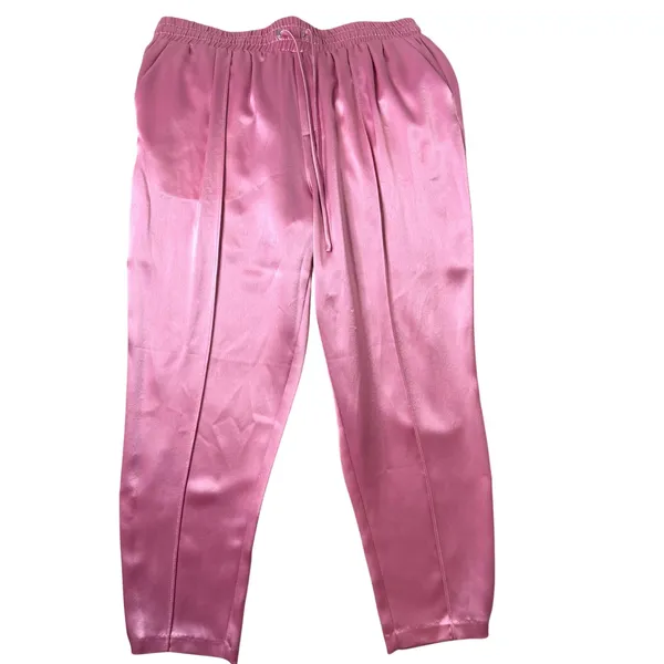Cinq a Sept Pink Satin Adalie Pants‎ Womens M Cropped Drawstring Ankle Coquette - Image 11