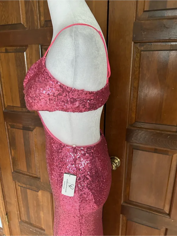 NWT Windsor Athena Formal Cutout‎ Sequin Dress Pink Size 7 Prom Pageant Evening - Image 4