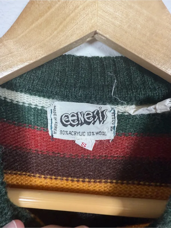 Vintage Genesis Striped Sweater Womens Small Acrylic Wool Made Korea - Image 7