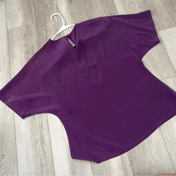 Vintage Silk Top short sleeve crop womens Purple (size 8) contemporary classic - Image 4