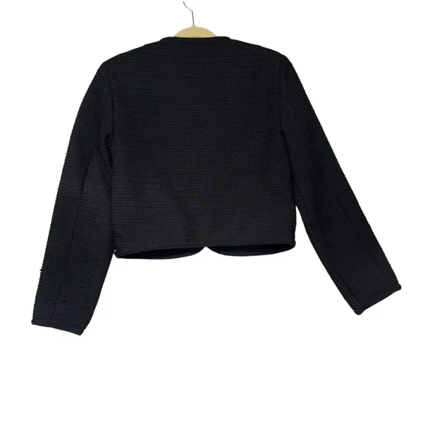 Abercrombie Black Textured Lady Jacket Gold Button Tweed Cropped Capsule Wardrobe Work Small - Image 4