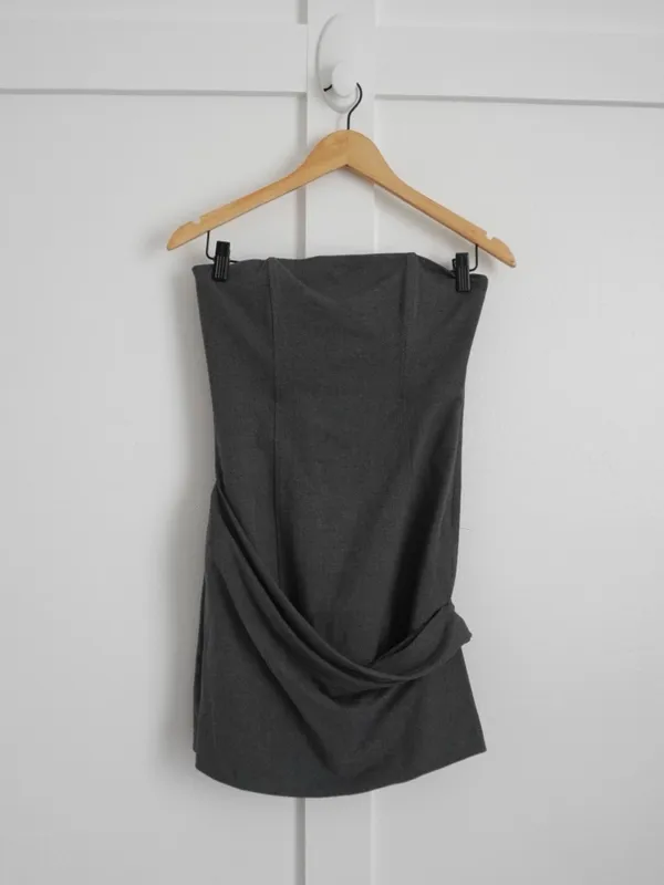Zara Strapless Grey Mini Dress - Image 2