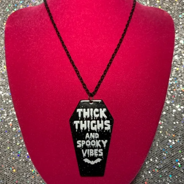 Handmade Thick Thighs and Spooky Vibes Necklace Gothic Jewelry Halloween witchy emo goth - Image 5