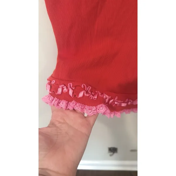BETSEY JOHNSON Y2K Intimates Luscious Red Pink Slip Dress Size Medium -3056 - Image 7