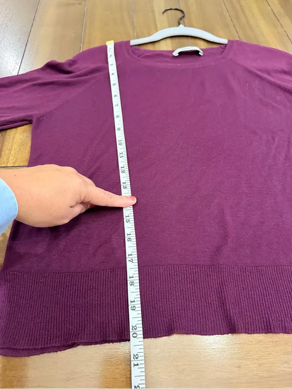 Zara Knit Lightweight Burgundy Thin Crewneck Sweater Size S - Image 4