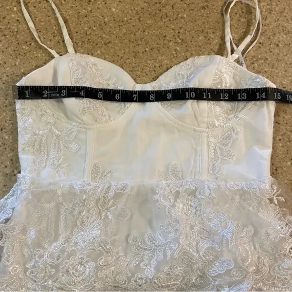 NWOT Lulus Eternal Passion White Lace Bustier Peplum Mermaid Maxi Dress - Image 8
