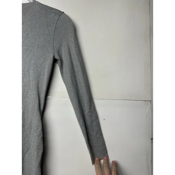 Abercrombie & Fitch Women’s XS Light Gray Long Sleeve Bodycon Sweater Dress - Image 4
