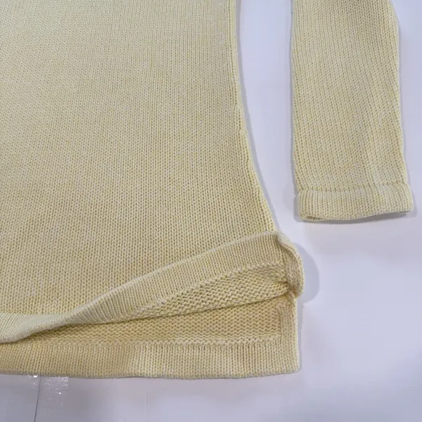 LL Bean Butter Yellow V Neck‎ Pullover Cotton Tunic Sweater Size SMALL - Image 5