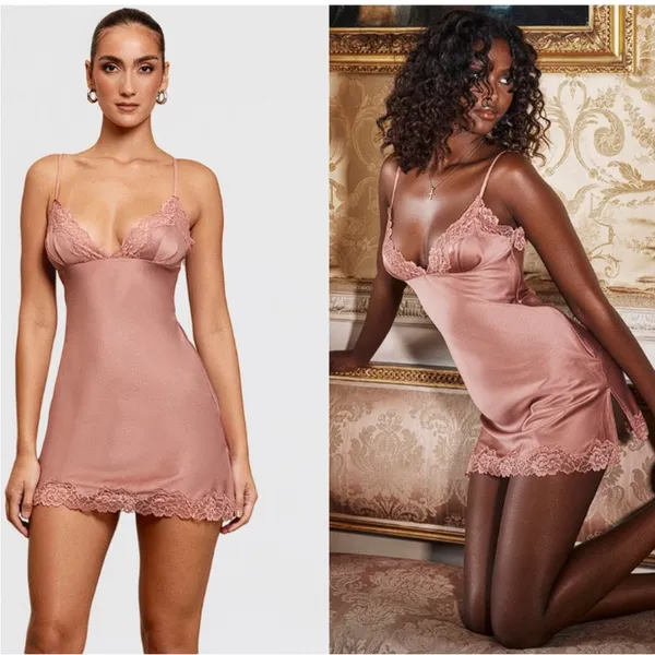 House‎ of CB 'Nia' Rose Pink Satin Lace Slip Dress NWOT Size XL - Image 3