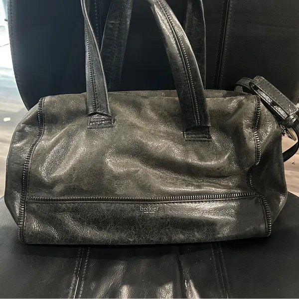 Botkier Shiny Black Leather Satchel/ Crossbody Bag - Image 2