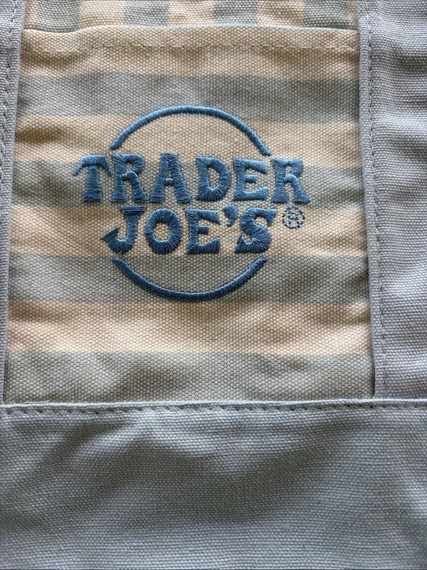 Trader Joe's Striped Canvas Tote in Light Blue and Cream - Image 2