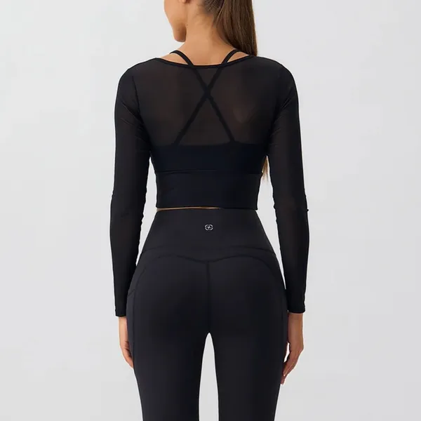 Berlook Black Cut Out Long Sleeve Top--Light Support - Image 4