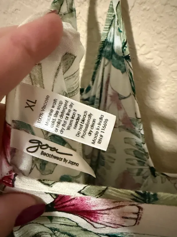 Japna Floral Spaghetti Strap Maxi Dress in Green & Pink - Image 2