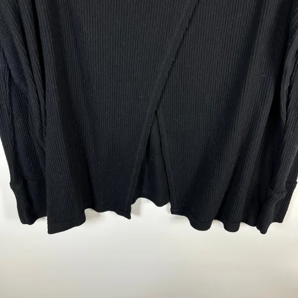 Free People‎ Black Ribbed Cowl Neck Split Back Long Sleeve Top XS - Image 10