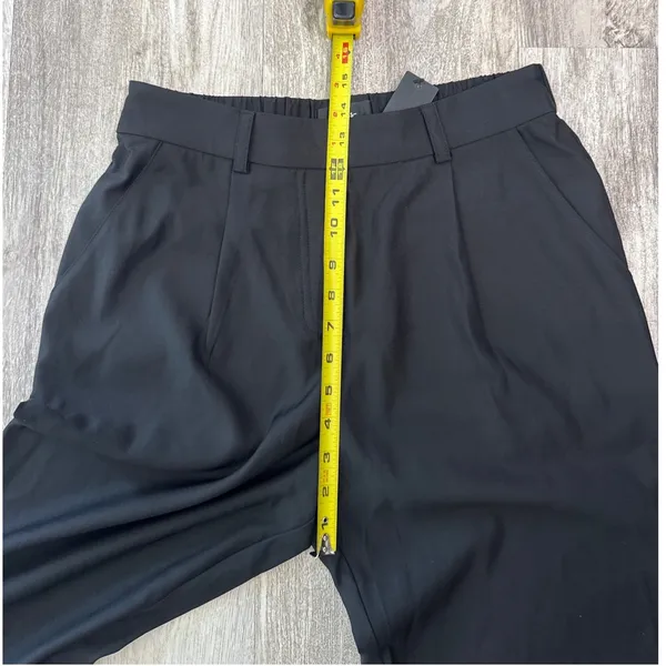 Lulus Black Pleated High Waisted Straight Leg Trousers Pants Size Medium NEW - Image 9