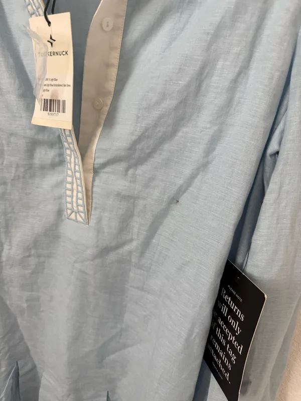 Tuckernuck Sky Blue Button-Down Tunic with White Contrast Collar - Image 5