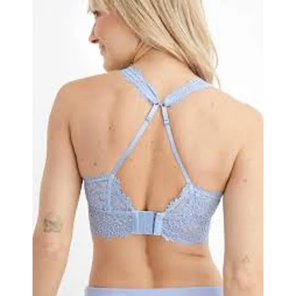 AERIE Eyelash Lace Padded Plunge Bralette Medium M Blue - Image 2