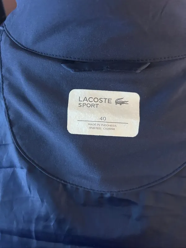 Women's Lacoste Sport Down Technical Golf Jacket size 40 or M blue sides stretch - Image 5
